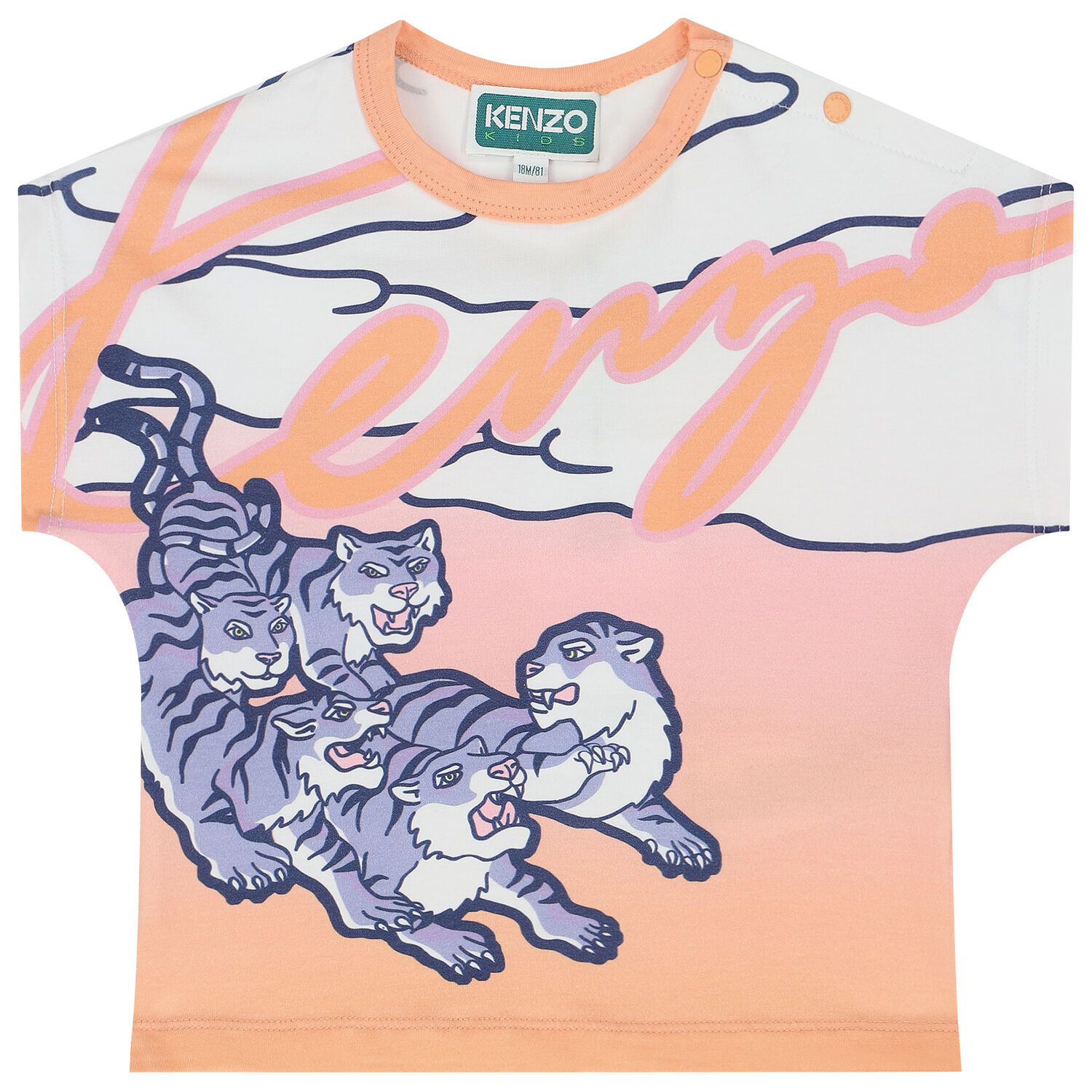 Younger Girls Pink Logo Tiger T-Shirt, 1, hi-res image number null