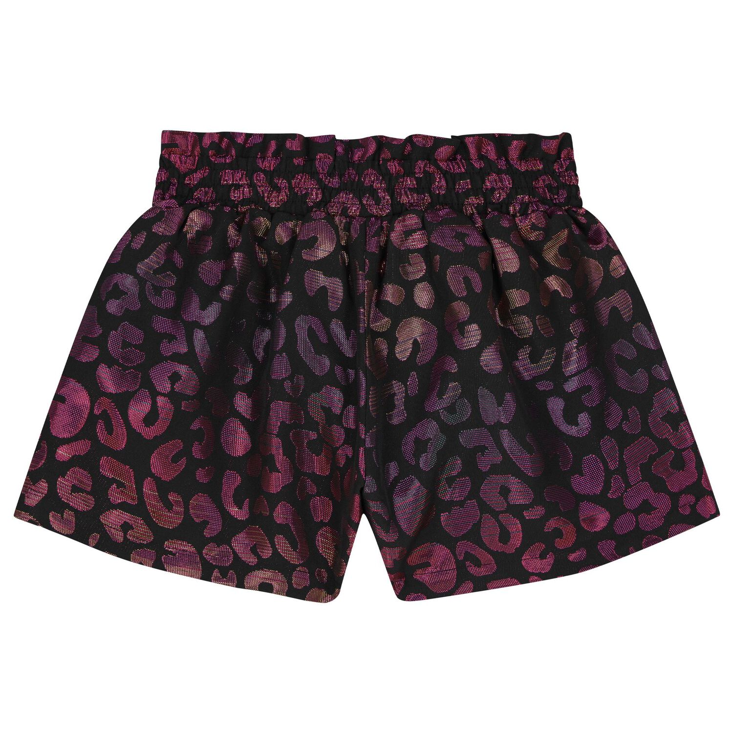 Girls Black & Metallic Leopard Shorts, 2, hi-res