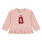 Younger Girls Pink London Phone Box Long Sleeve Top, 1, hi-res