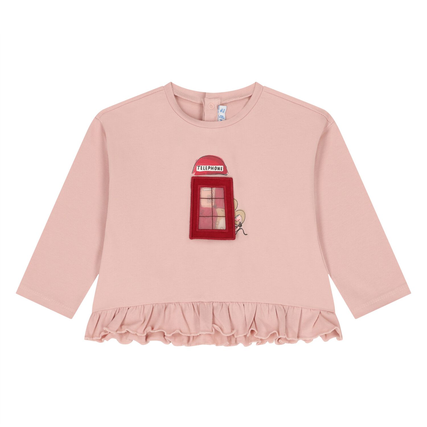Younger Girls Pink London Phone Box Long Sleeve Top, 1, hi-res