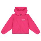 Girls Pink Logo Hooded Zip Up Top, 1, hi-res