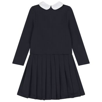Girls Navy Blue Tartan Dress