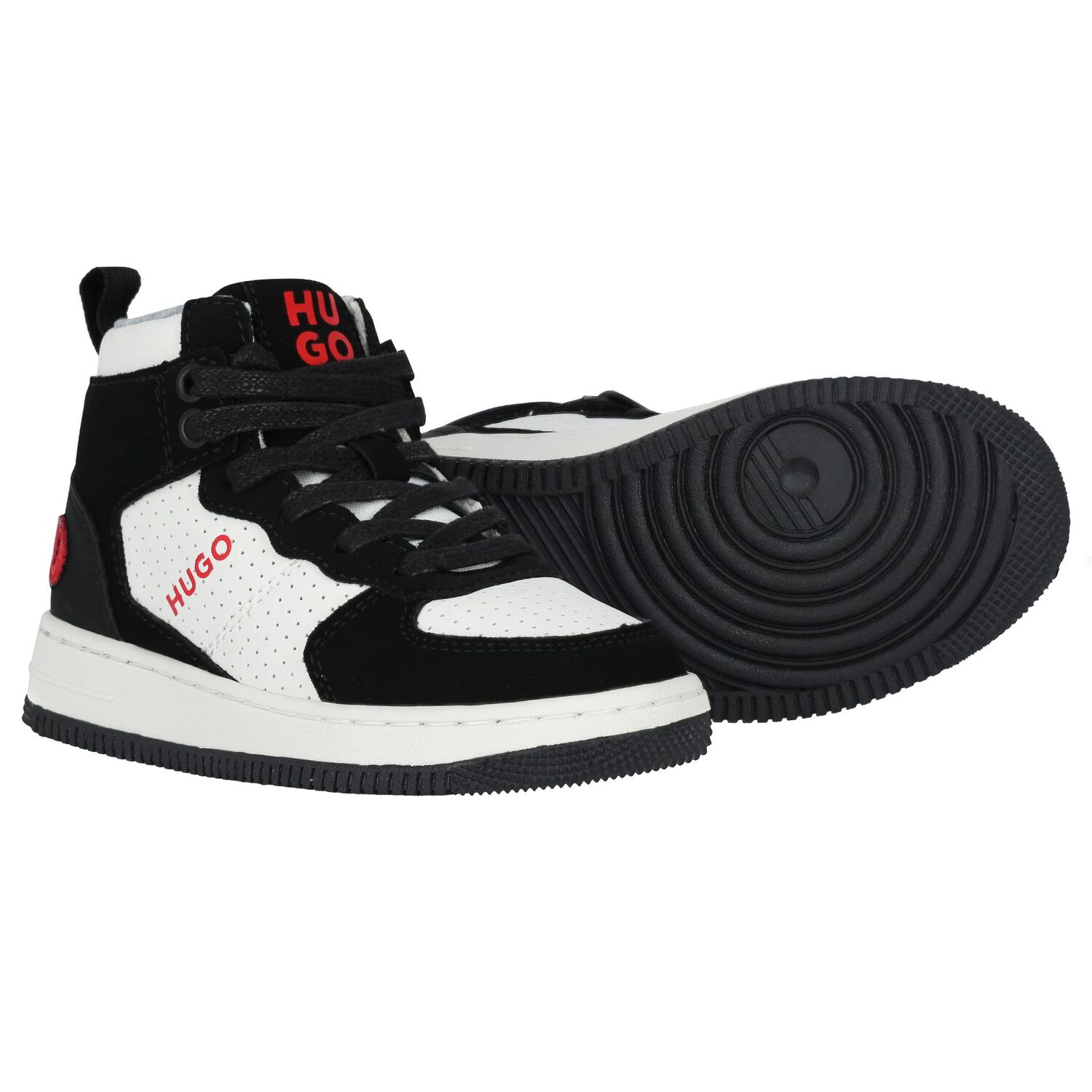 Boys Black & White Logo Trainers, 1, hi-res image number null
