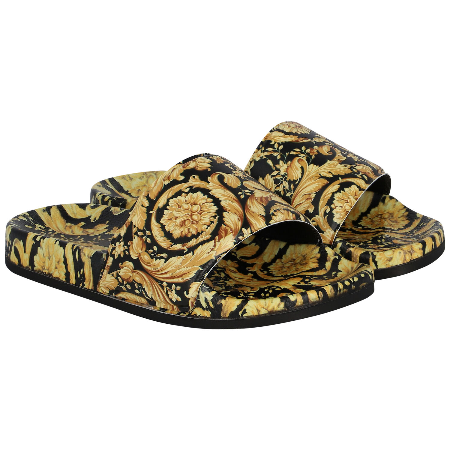 Gold & Black Barocco Sliders, 1, hi-res