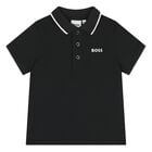 Younger Boys Black Logo Polo Shirt, 3, hi-res