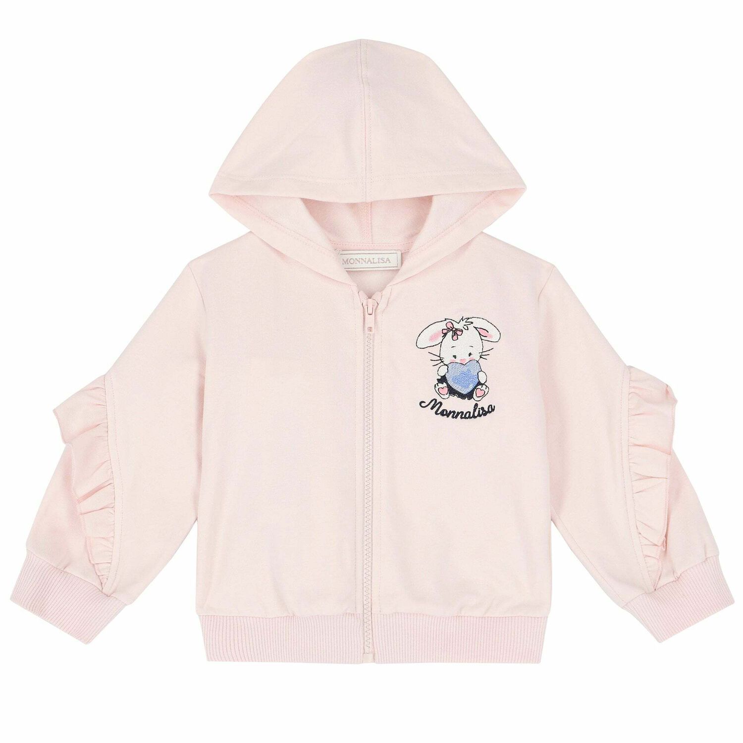 Younger Girls Pink Bunny Zip Up Top , 1, hi-res