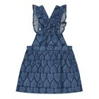 Younger Girls White & Denim Blue Logo Dungaree Set, 1, hi-res