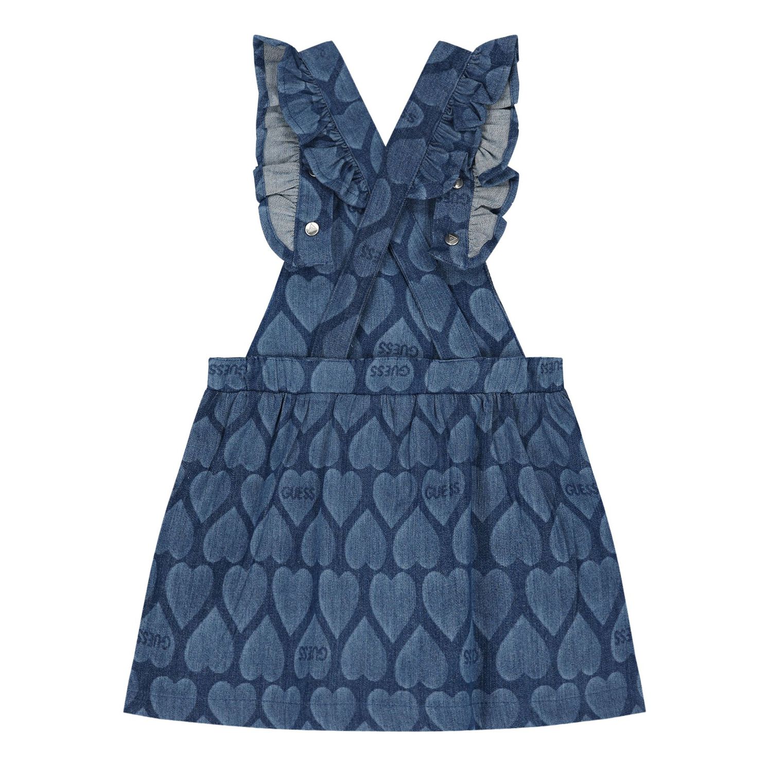 Younger Girls White & Denim Blue Logo Dungaree Set, 1, hi-res image number null