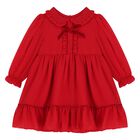 Girls Red Bow Chiffon Dress, 1, hi-res