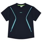 Boys Navy Blue Logo T-Shirt, 1, hi-res