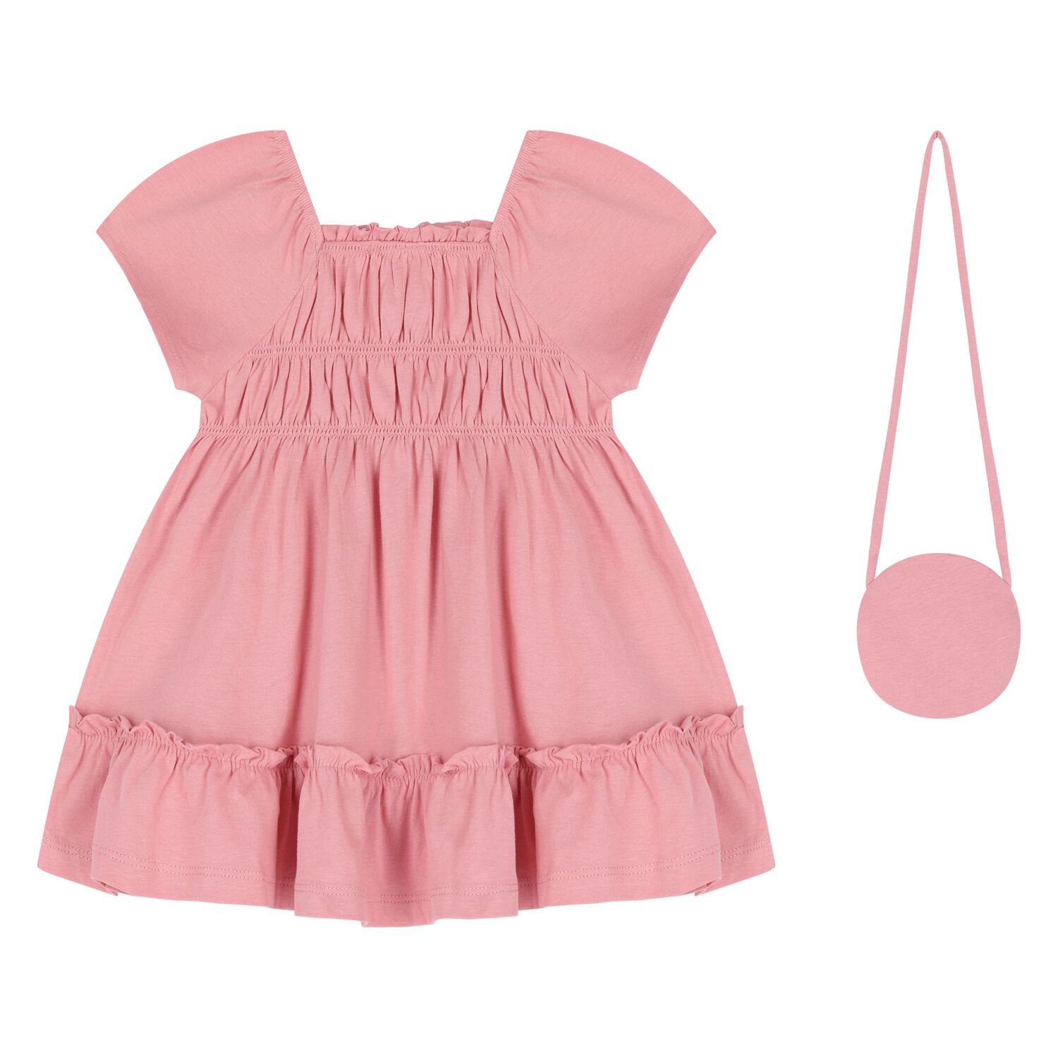 Younger Girls Pink Dress & Handbag, 1, hi-res image number null