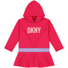 Girls Pink Logo Hooded Dress, 1, hi-res