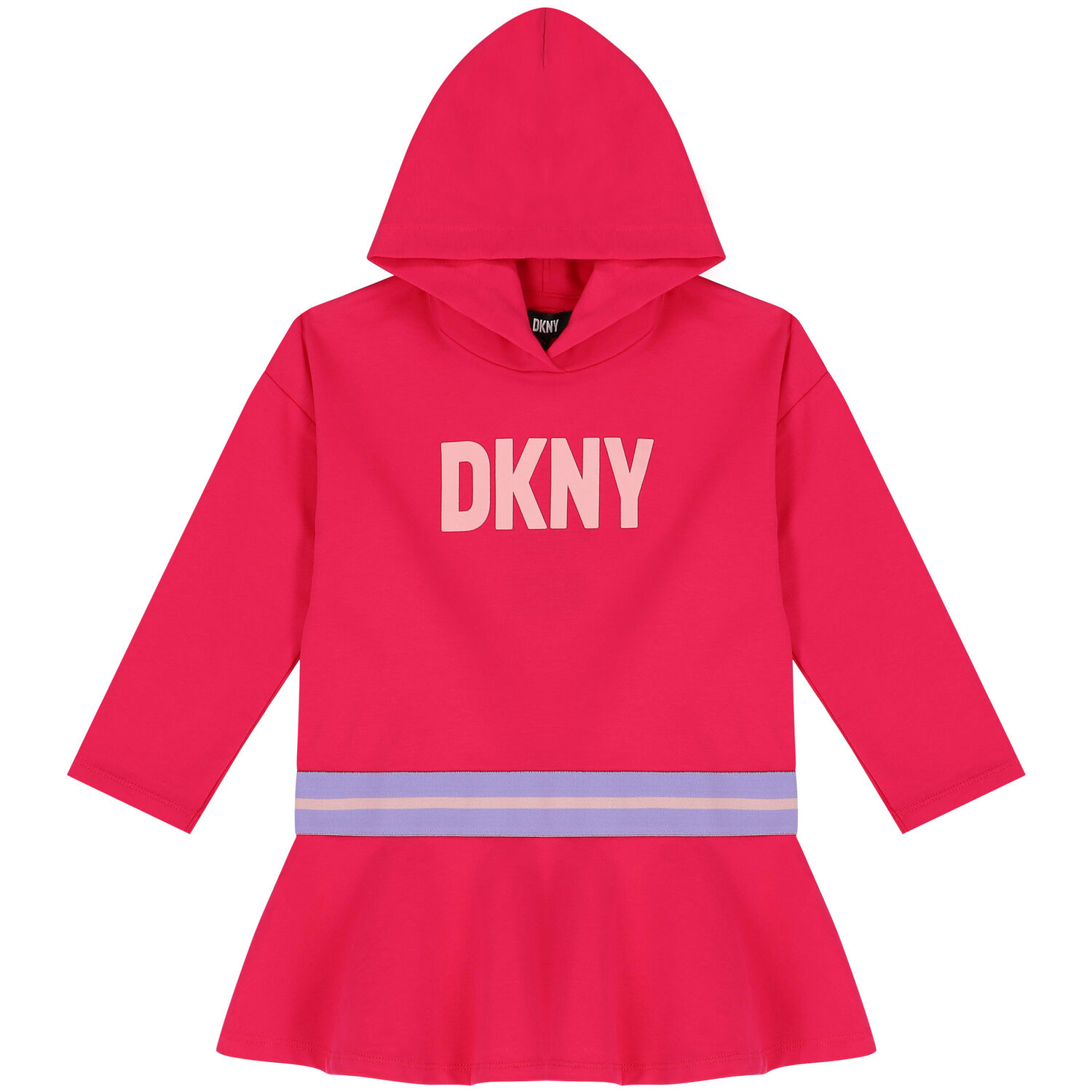 Girls Pink Logo Hooded Dress, 1, hi-res