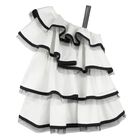 Girls White & Black Ruffled Dress, 1, hi-res