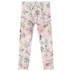 Girls Pink Floral Leggings, 1, hi-res