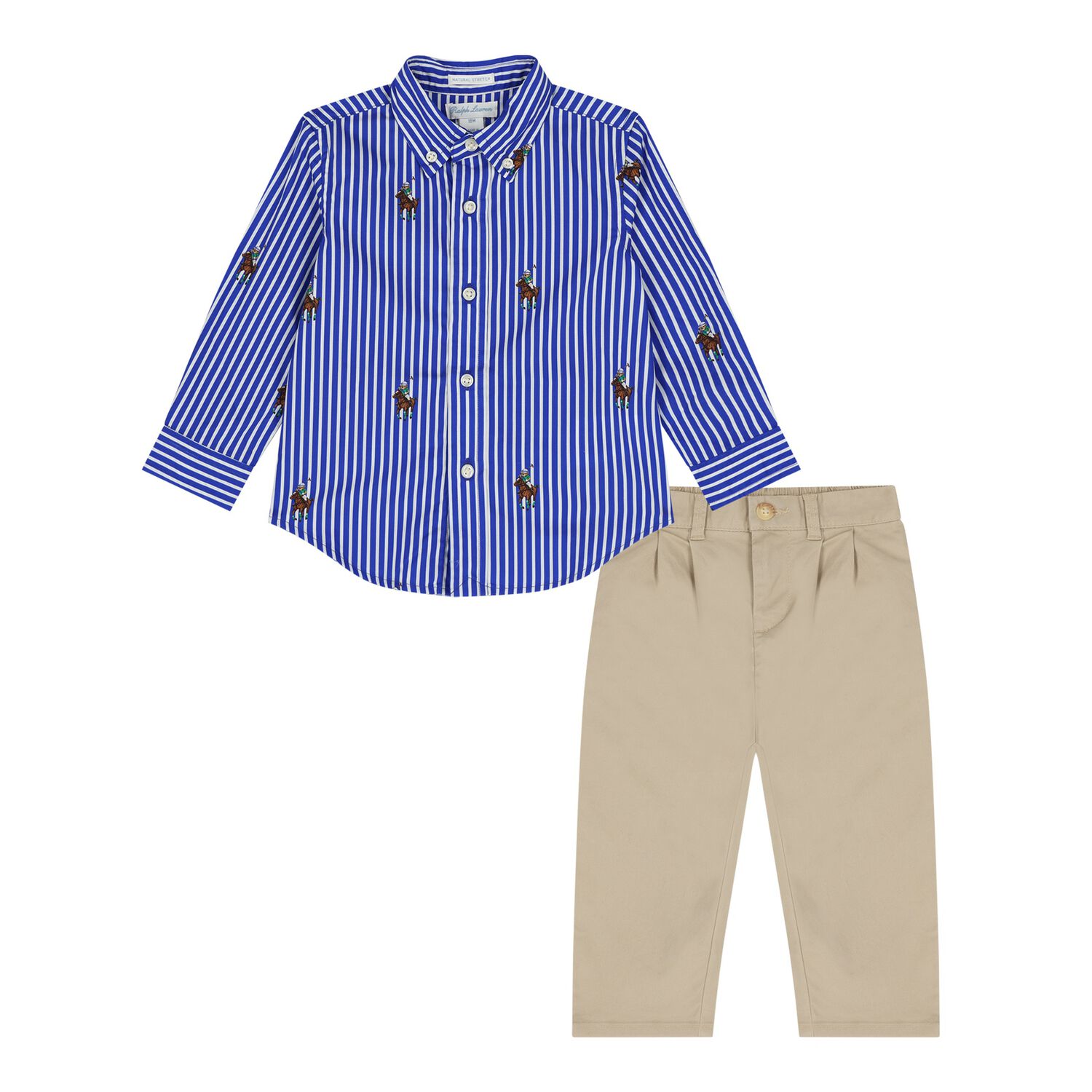 Baby Boys Blue & Beige Trouser Set , 1, hi-res