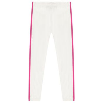 Girls White & Pink Logo Joggers