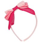 Girls Pink Chiffon Bow Headband, 1, hi-res