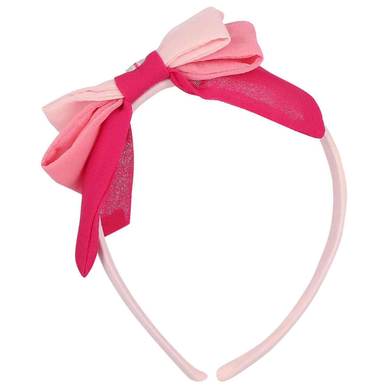 Girls Pink Chiffon Bow Headband, 1, hi-res