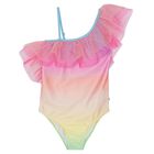 Girls Pink & Yellow Ombre Swimsuit, 1, hi-res