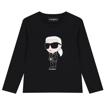 Boys Black Ikonik Karl Long Sleeve Top