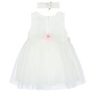 Baby Girls White Tulle Dress Set, 1, hi-res