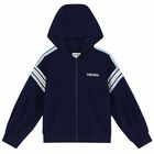 Girls Navy Logo Zip Up Top, 1, hi-res