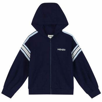 Girls Navy Logo Zip Up Top