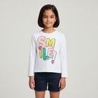 Girls White Embellished Long Sleeve Top, 1, hi-res