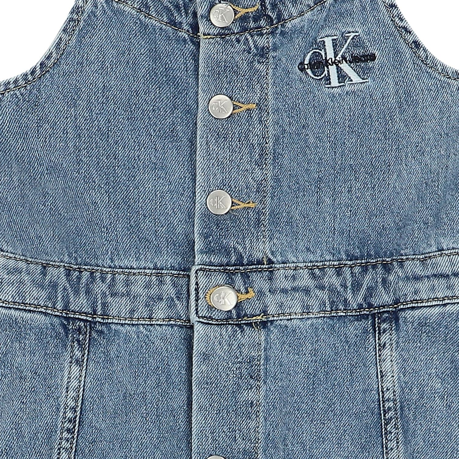 Girls Blue Logo Denim Dress, 1, hi-res