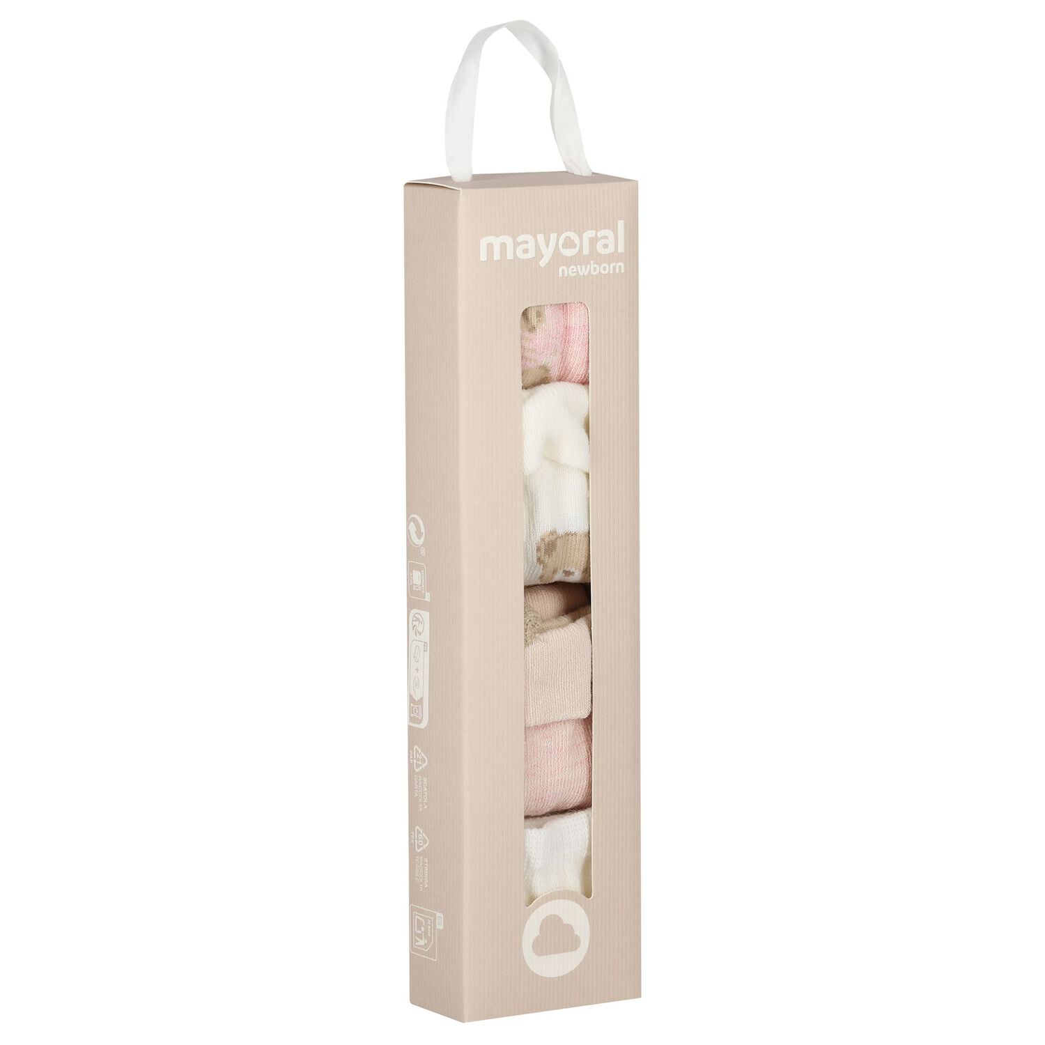 Baby Girls Ivory & Pink Socks ( 4 Pack ) , 1, hi-res