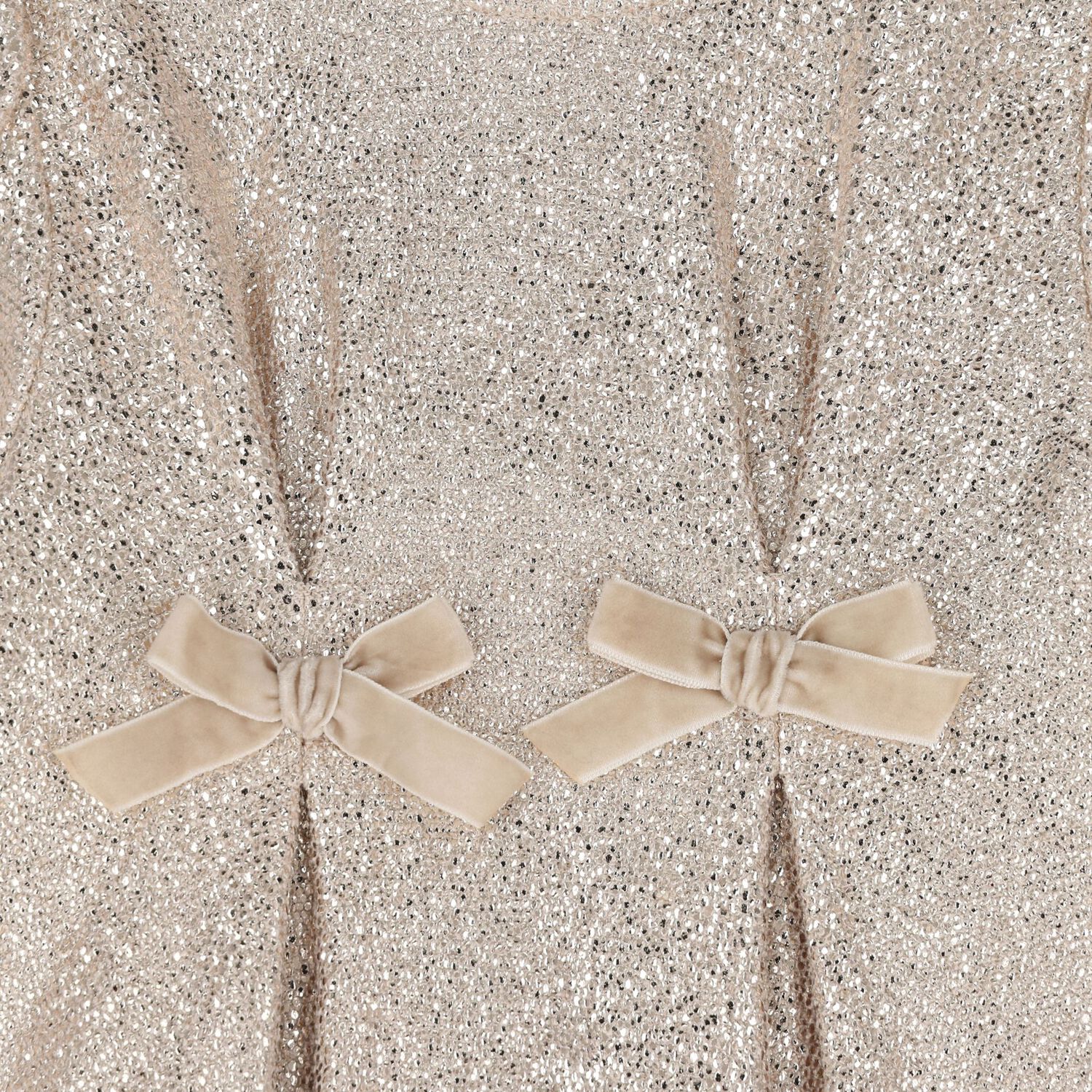 Younger Girls Gold Embellished Bows Dress, 1, hi-res