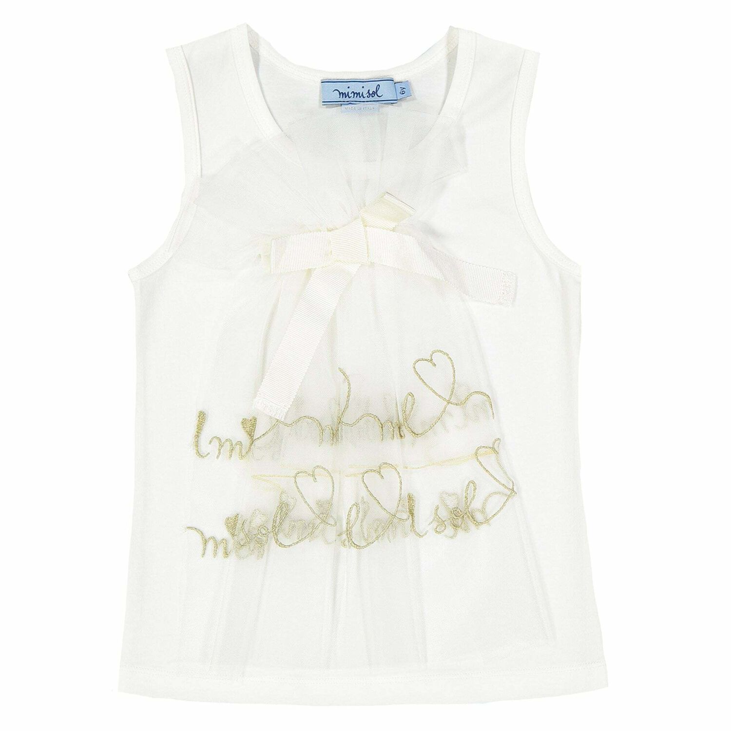 Girls Ivory & Gold Logo Top, 1, hi-res image number null