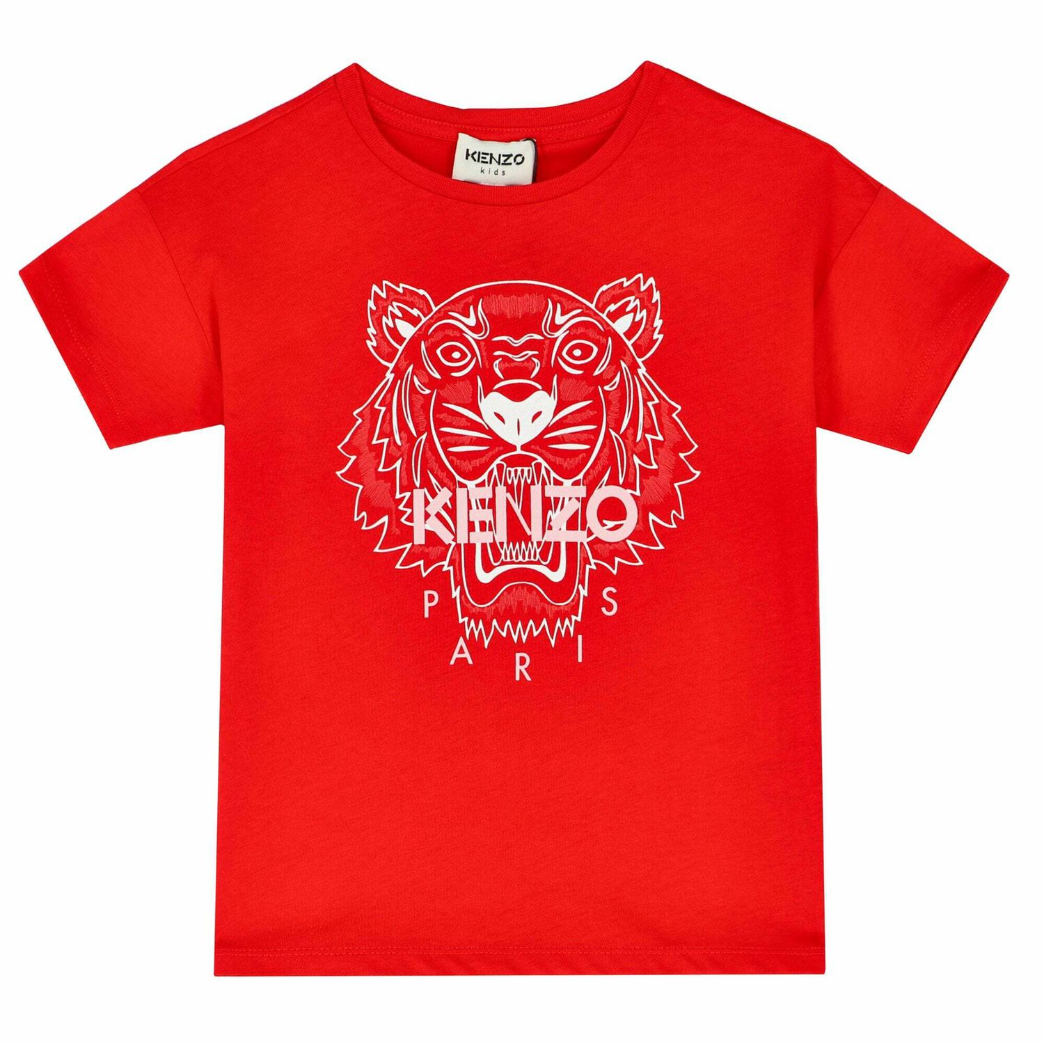 Girls Red Tiger Logo T-Shirt, 1, hi-res