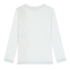 Boys White Logo Long Sleeve Top, 3, hi-res