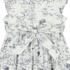 Girls White & Navy Blue Bow Dress, 1, hi-res