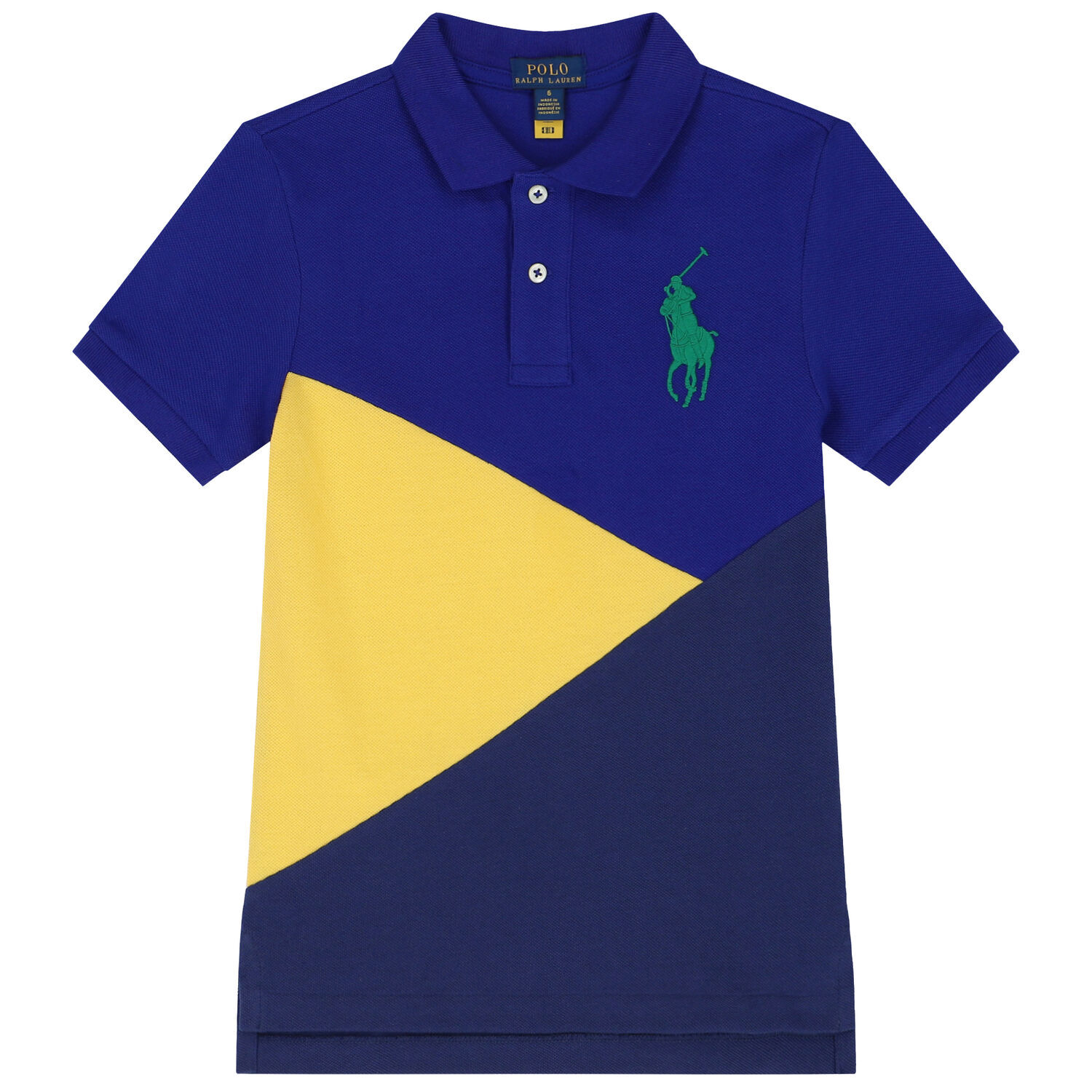 Boys Blue & Yellow Logo Polo Shirt, 1, hi-res