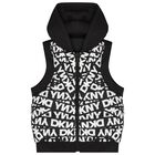 Black & White Logo Reversible Hooded Gilet, 1, hi-res