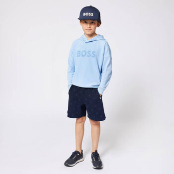 Boys Navy Blue Logo Shorts