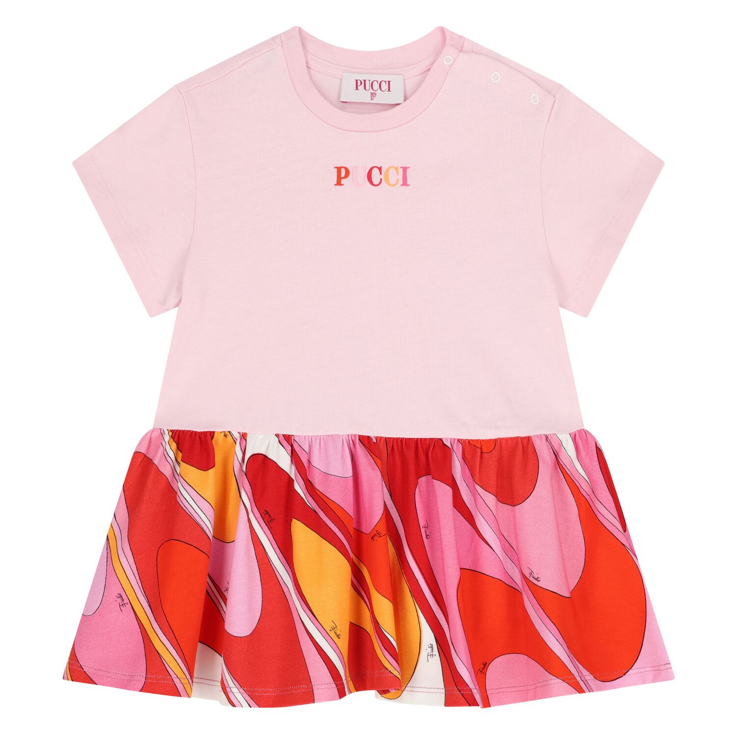 Younger Girls Pink Logo Dress, 2, hi-res