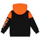 Boys Orange & Black Logo Hooded Zip Up Top, 1, hi-res