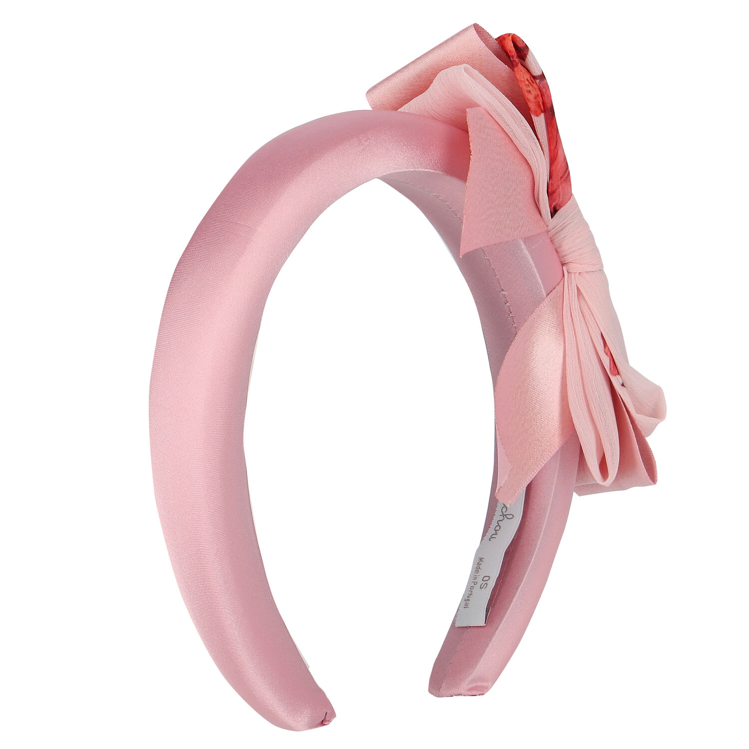 Girls Pink Floral Bow Headband, 3, hi-res