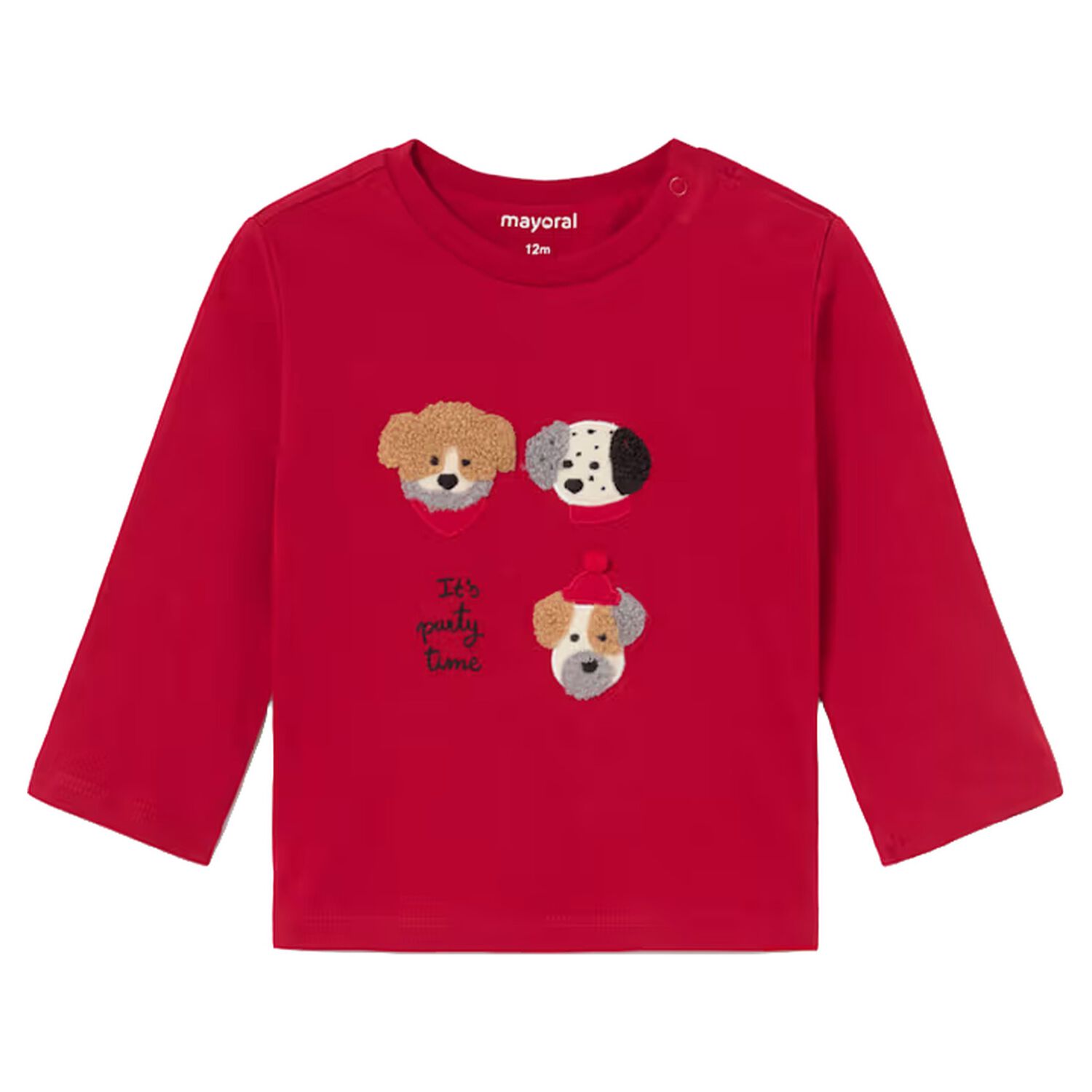 Younger Boys Red Puppy Long Sleeve Top, 1, hi-res
