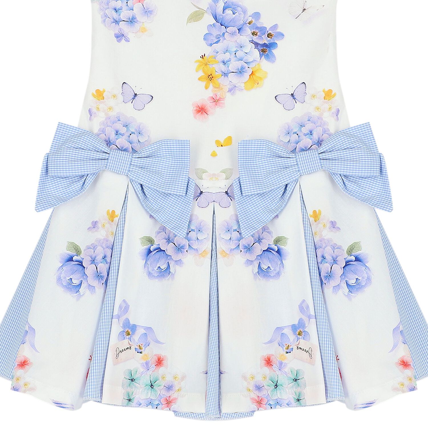 Girls White & Blue Floral Dress, 1, hi-res image number null