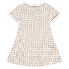 Younger Girls Ivory & Beige Logo Dress, 1, hi-res