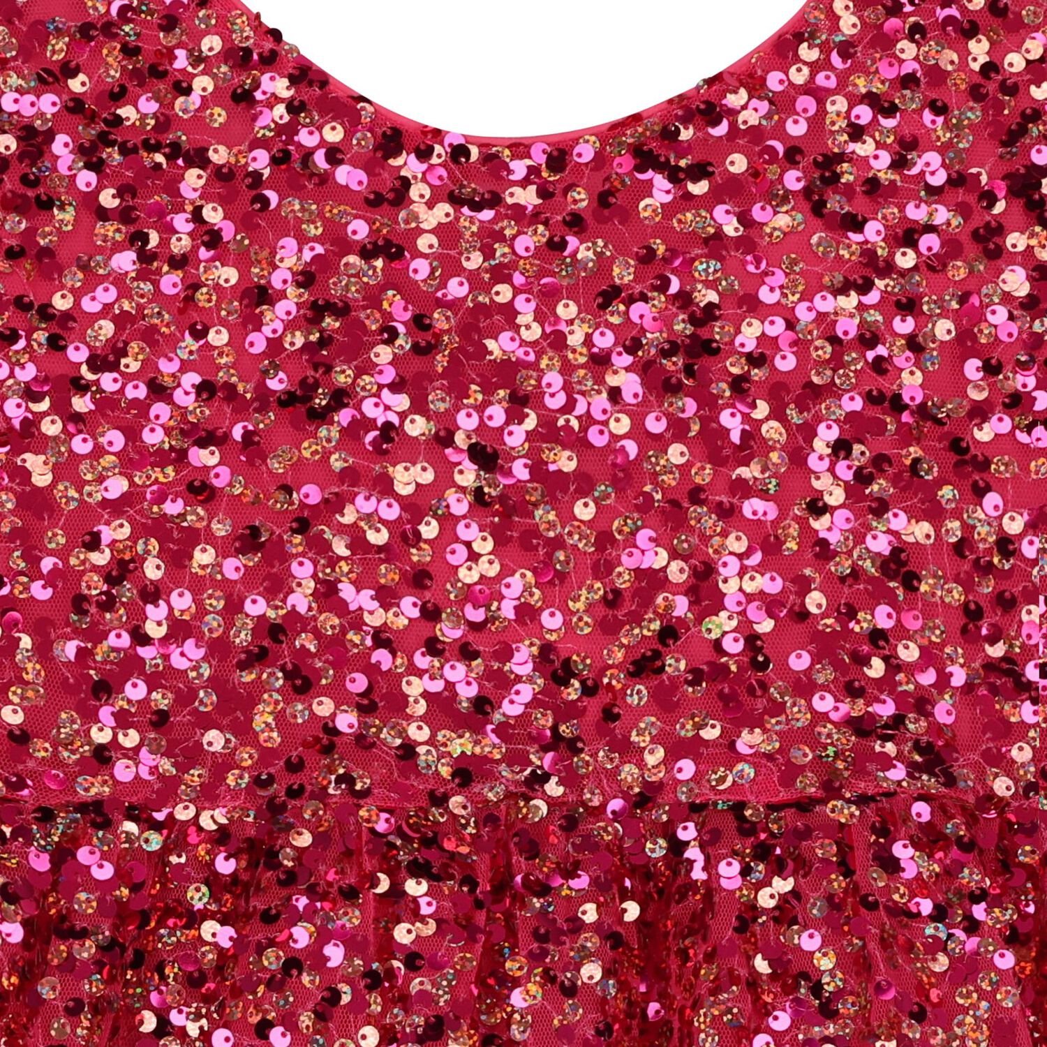 Girls Red Sequin Tulle Dress, 1, hi-res
