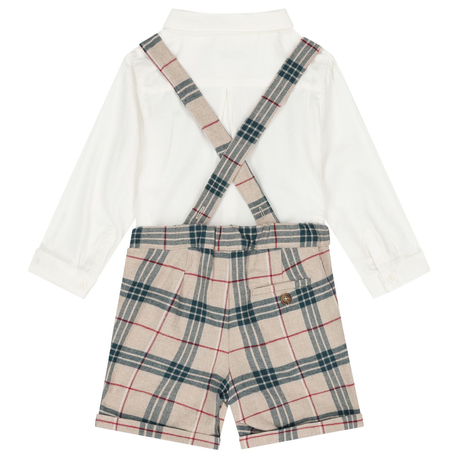 Baby Boys Ivory & Beige Check Shorts Set, 1, hi-res image number null