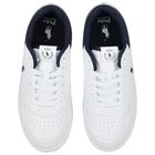 Boys White & Navy Blue Logo Trainers, 1, hi-res