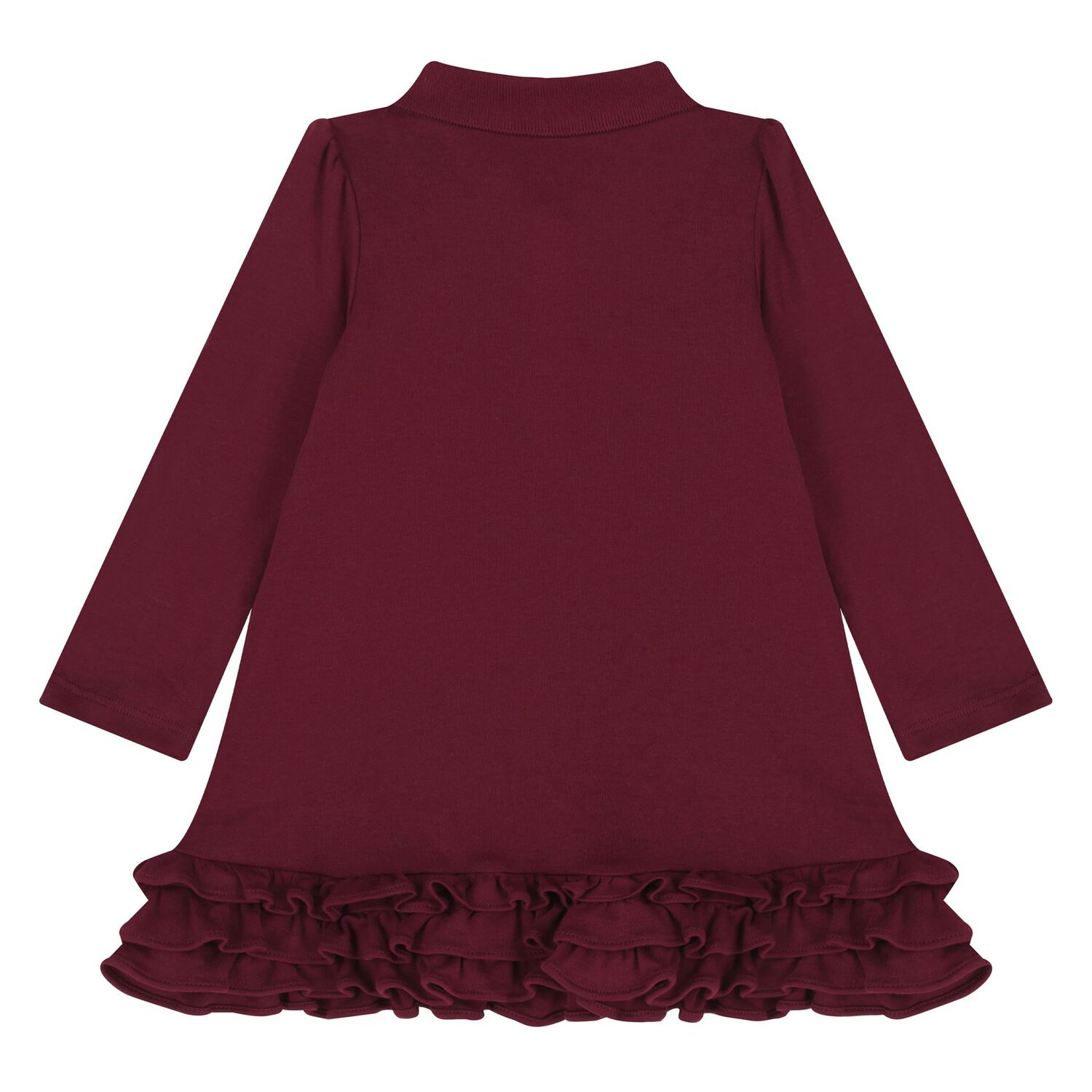 Baby Girls Burgundy Ruffled Polo Dress Set, 2, hi-res