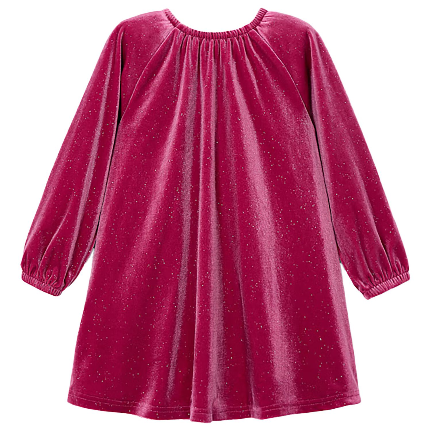 Girls Pink Sparkly Velour Dress, 1, hi-res